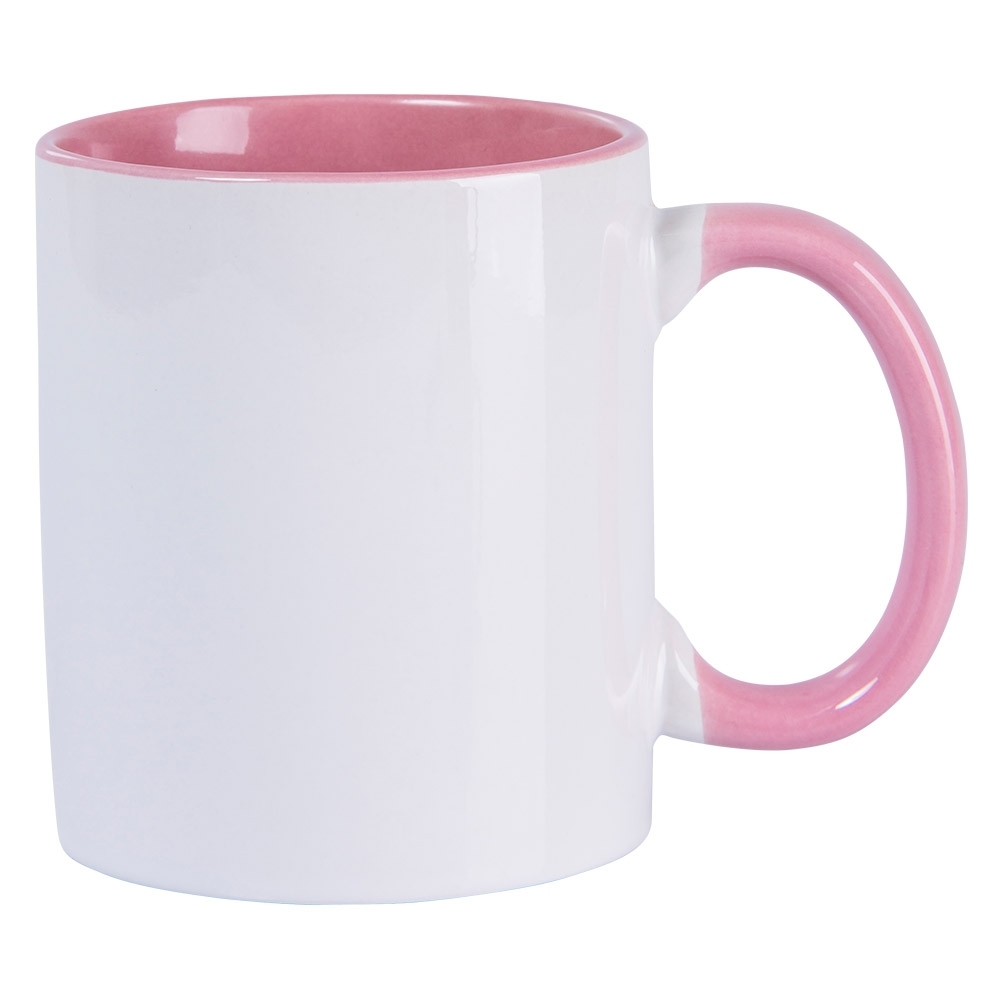 Caneca de Cerâmica Branca com alça e interior colorido 325ml ROSA-45500-ROS