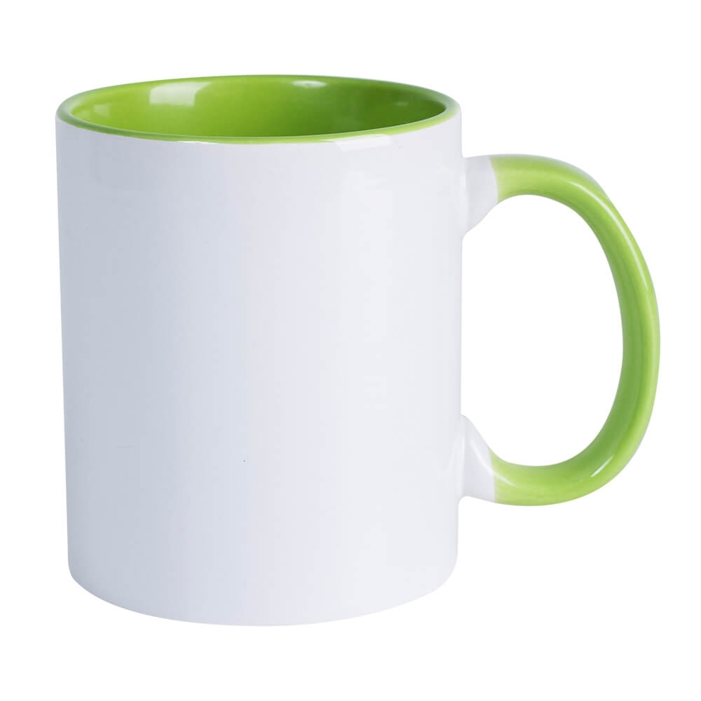 Caneca de Cerâmica Branca com alça e interior colorido 325ml VERDE CLARO-45500-VDC