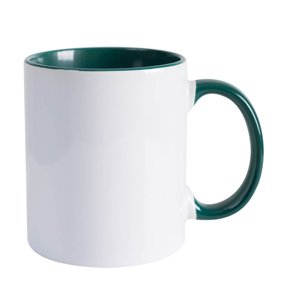 Caneca de Cerâmica Branca com alça e interior colorido 325ml VERDE ESCURO-45500-VDE