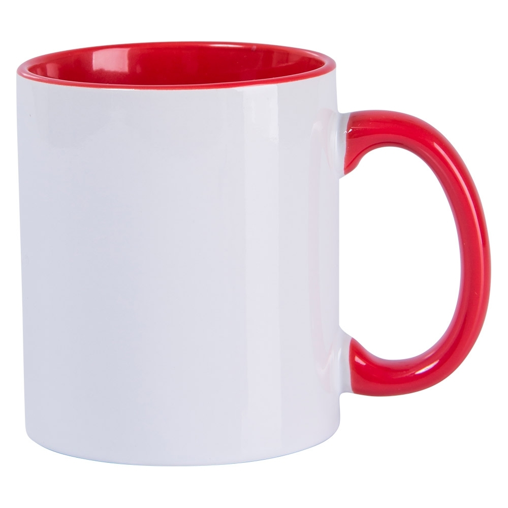 Caneca de Cerâmica Branca com alça e interior colorido 325ml VERMELHO-45500-VM